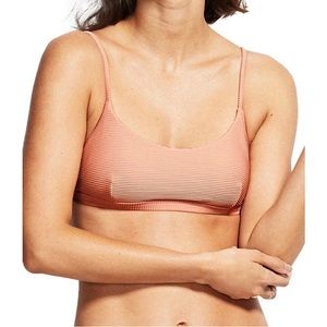 Seafolly Ribbed Scoop Bikini Top in Dusty Peach